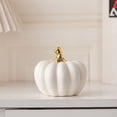 thumbnail image 5 of White Ceramic Pumpkin Ornament Desktop Home Halloween, 5 of 5