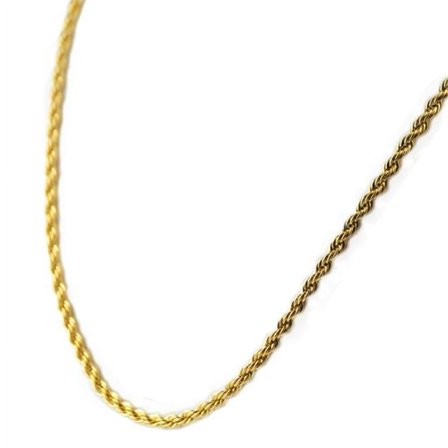 Stainless Steel Gold PVD Necklace with Braid-Like Design - 24 in.