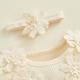 thumbnail image 5 of Riecok Baby Girl Infant 1st Birthday Princess Romper Dress Mesh Skirt 3D Flower Applique Ruffle Sleeve Occasion Dressy Beige 3 M, 5 of 5
