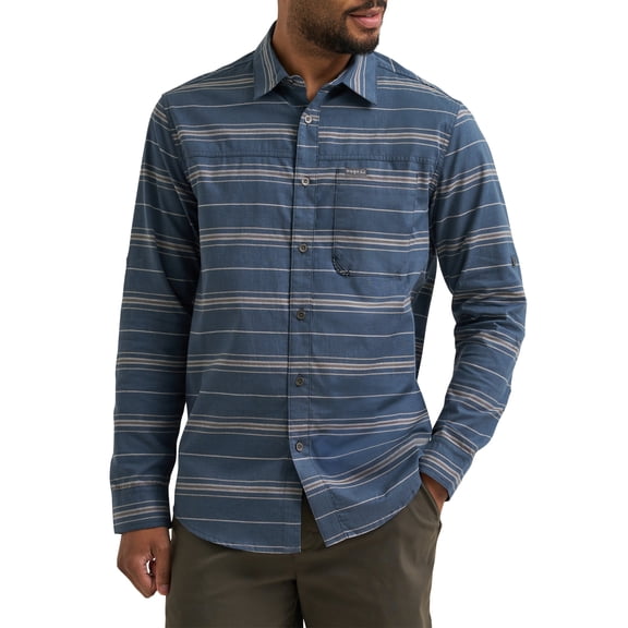 Wrangler Mens Long Sleeve Outdoor Single Pocket Shirt, Sizes S-3XL