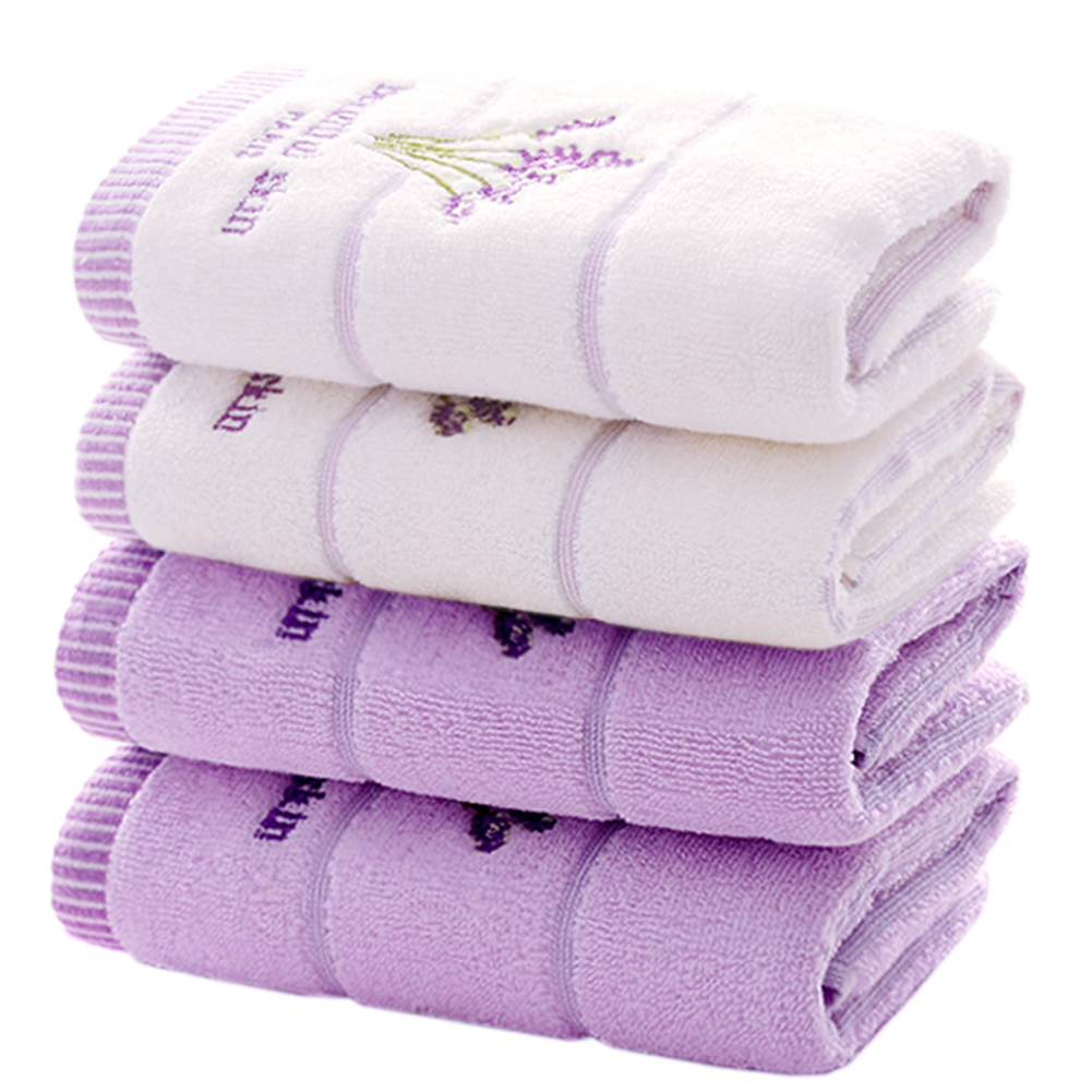 Pidada Hand Towels Set of 4 Embroidered Lavender Floral Pattern 100
