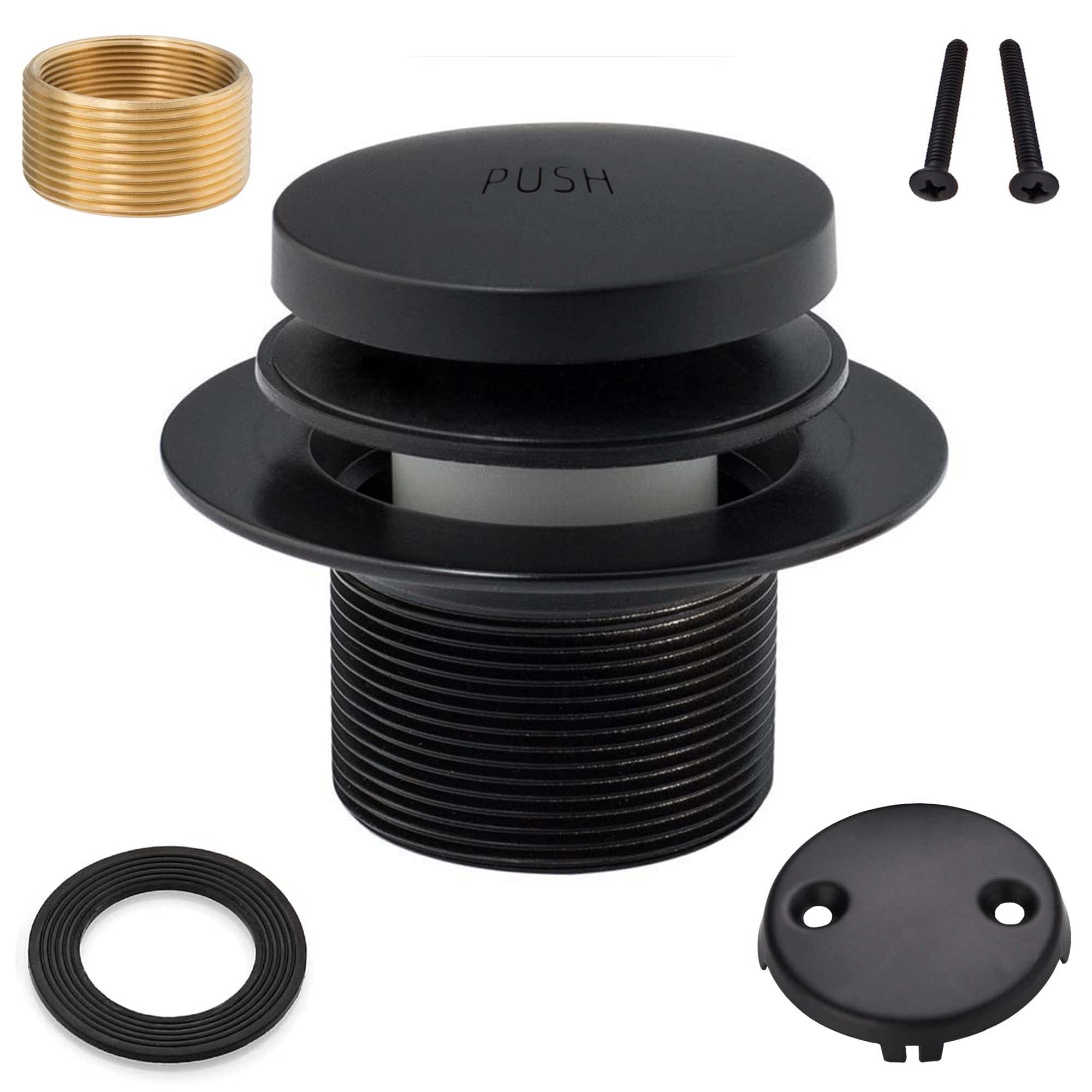 Tub Drain Black Tip Toe Bathtub Drain Kit with TwoHole Overflow