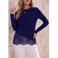 thumbnail image 4 of PRETTYGARDEN Women's Lace Patchwork Long Sleeve Shirts | Soft Casual Tops,Irregular Asymmetrical Hem,Crew Neck Thermal Blouses,Loose Fit Layer Tee,Fashion Fall Winter Daily Wear, 4 of 10