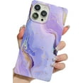 thumbnail image 1 of HSHDLDF Luxury Glitter Marble Pattern iPhone 12 Pro Max Square Edge Case,Chic Slim Golden Plating TPU Silicone Rubber Gel Sturdy Protective Bumper Cases Cover(Purple), 1 of 6