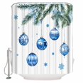 thumbnail image 2 of Blue Christmas Balls Shower Curtain, Xmas Botanical Snowflake Waterproof Washable Boho Funny Cute Shower Curtains Set for Bathroom Farmhouse Bathtubs Decor with Hook, 36"Wx72"L, 2 of 7