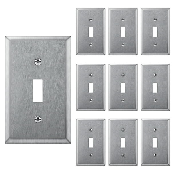 [10 Pack] BESTTEN Toggle Switch Metal Wall Plate, 1 Gang Standard ...