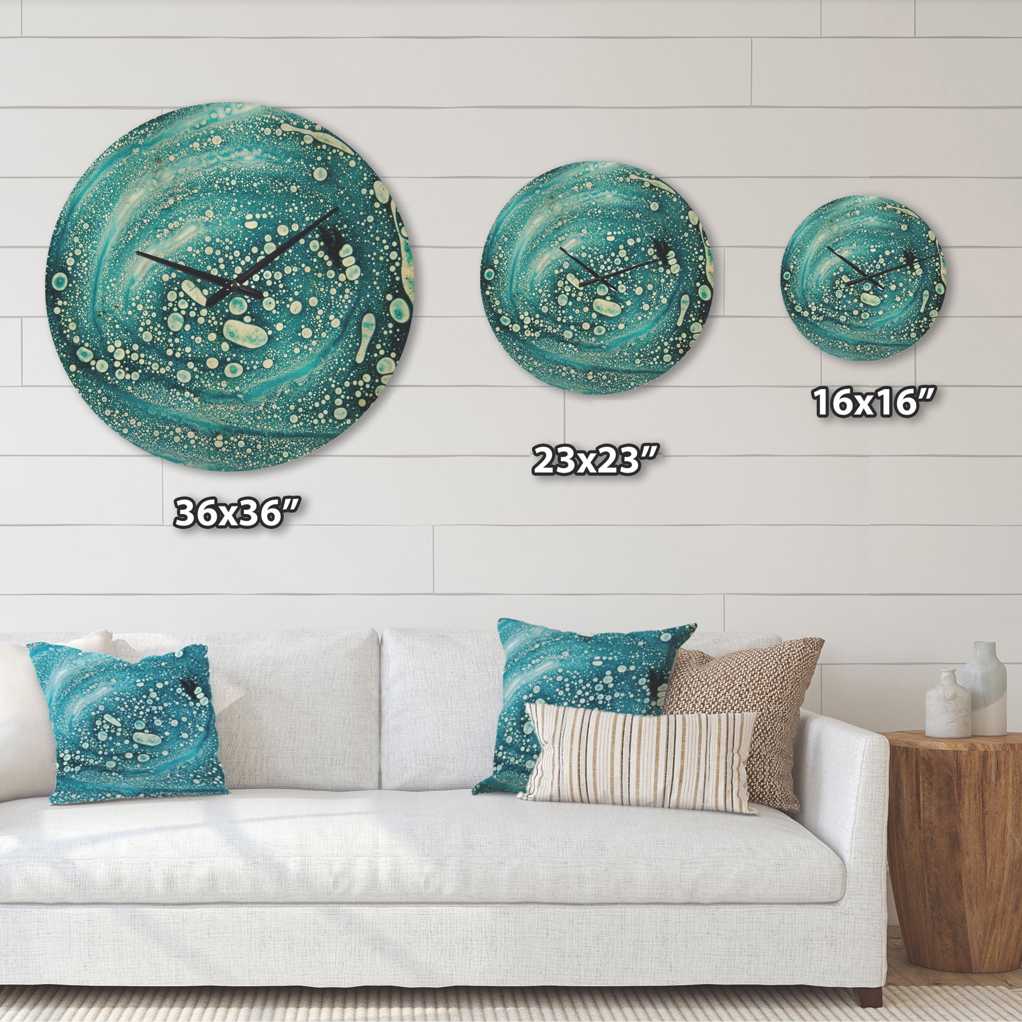 Designart 'Precious Blue Abstract Pattern' Modern Wood Wall Clock