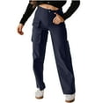 thumbnail image 2 of Wiyuqeen Women's Cargo Pants High Waist Casual Dressy Pants Solid Color Baggy Straight Leg Pants Lightweight Hiking Work Pants with Pocket, 2 of 6