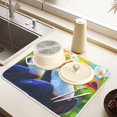 thumbnail image 6 of Ryvnso Flower Bird Oil Paint Dish Drying Mat for Kitchen Countertop 16x18 Small Dish Pad Drainer Rack Dish Sink Mats, 6 of 7