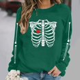 thumbnail image 2 of Womens Halloween Oversized Sweatshirt Plus Size Casual Crew Neck Pullover Tops Skeleton Graphic Loose Fit Long Sleeve Shirts, 2 of 6