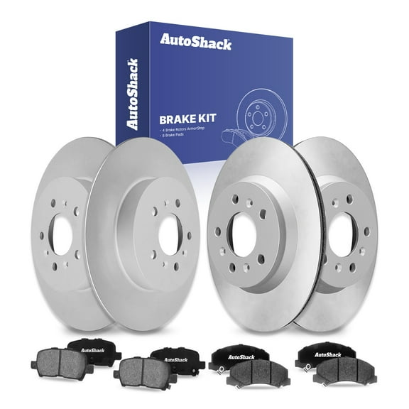 AutoShack Front Vented & Rear Solid Coated Brake Rotors   Ceramic Pads 12-PC Brake Kit Replacement for 2010 Chevrolet Impala ArmorStop
