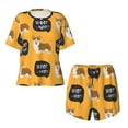 thumbnail image 5 of Wukai Corgi Women's Pajama Set,Short-Sleeve Top and Shorts with Elastic Waistband and Pockets for Loungewear, Yoga, and Casual Wear-Medium, 5 of 8