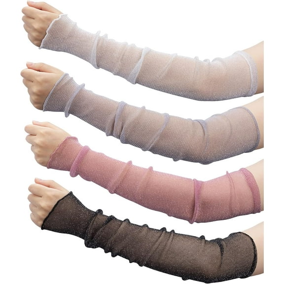 2 Pairs/ 4 Pairs Women's Long Mesh Sleeves, Ultra-thin Lace Sun UV Protection Cooling Mesh Arms Legs Sleeves, for Party Outdoor Sport Activities
