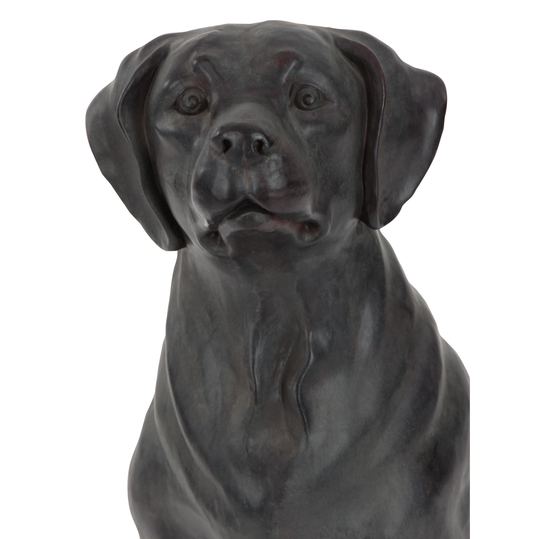 14" x 20" Brown Polystone Dog Sculpture, by DecMode