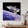 thumbnail image 2 of HFDF Canvas Print Wall Art Rocketship in Outer Space Over Earth Astronomy & Space Sky Digital Art Modern Art Global Scenic Colorful Multicolor for Living Room, Bedroom, Office 20x16inch Framed, 2 of 5