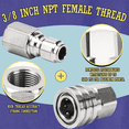 thumbnail image 3 of Pressure Washer Quick Connect Kit, 3/8inch Quick Connect Fittings, Stainless Steel Adapter Set, Female and Male Threads, 3 of 6