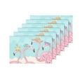 thumbnail image 4 of MKHERT Cute Flamingos with Crown Summer Hat and Ribbon Placemats Table Mats for Dining Room Kitchen Table Decoration 12x18 inch,Set of 6, 4 of 4