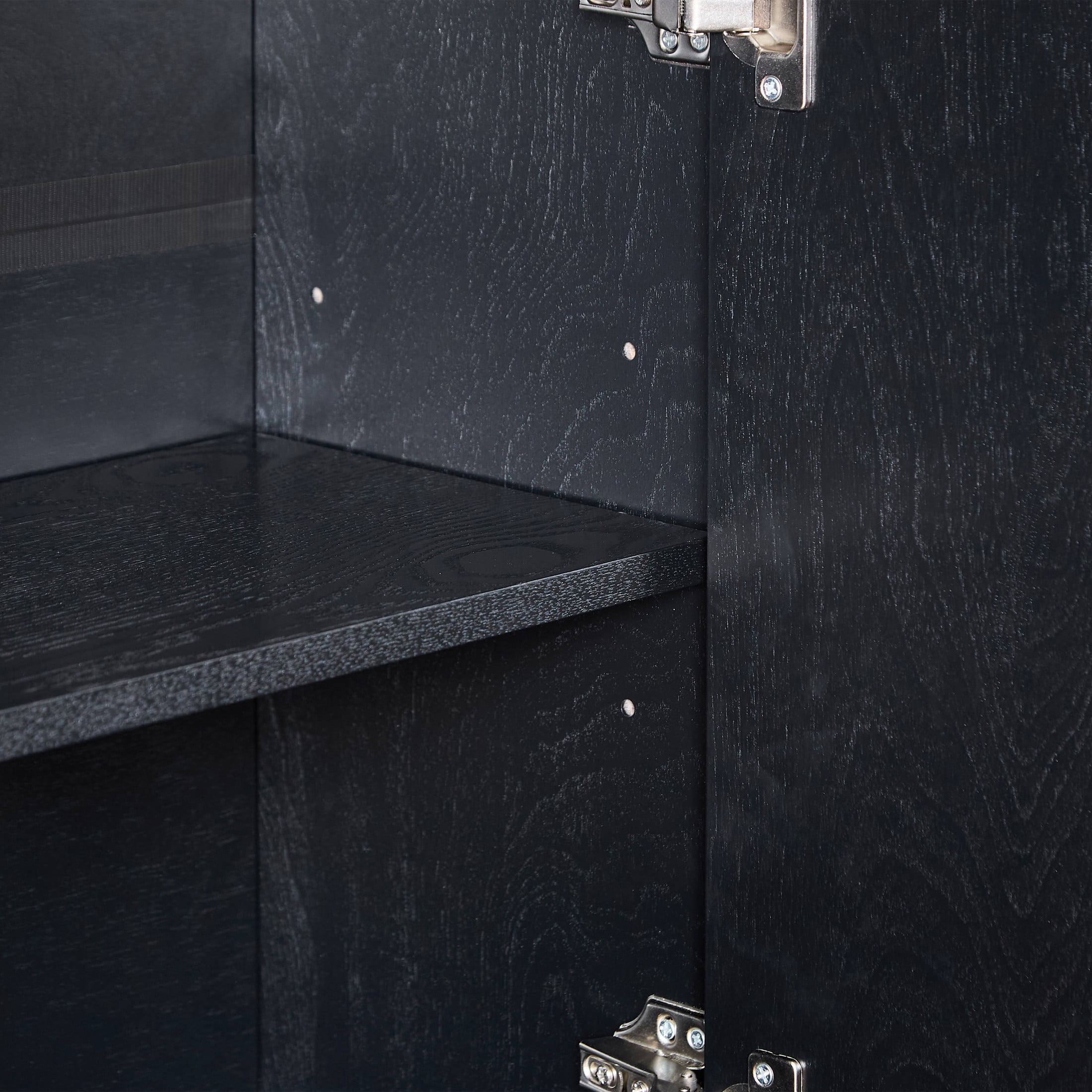 GDF Studio Farmhouse Fluted Sideboard Buffet Cabinet with 2 Doors, Adjustable Shelf, Black