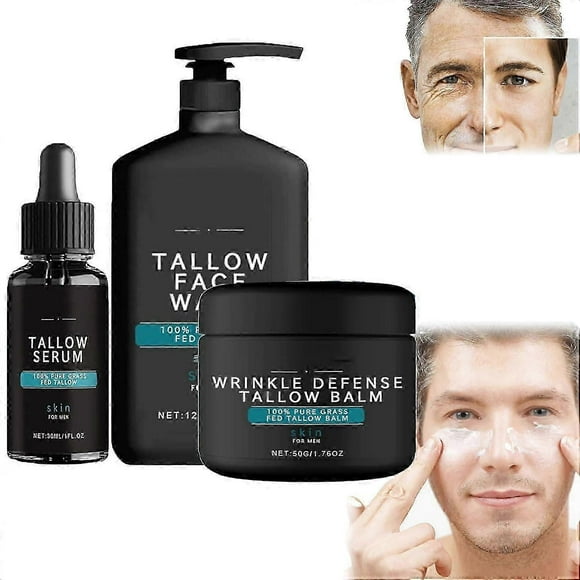 Wrinkle Defense Tallow Balm, Skin Care for Men, Natural Tallow Face Moisturizer, Beef Tallow Balm, Anti-Wrinkle Night Serum Anti Aging