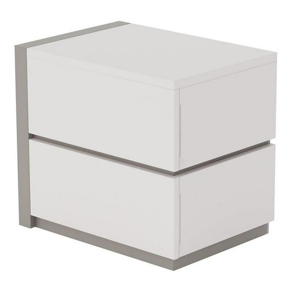 Milan Valencia 24.4" 2-Drawer Left Modern Wood Nightstand in White