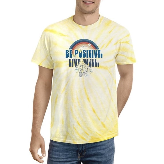 Be Positive Live Well Tie Dye Cyclone Men -Image by Shutterstock, Male Large