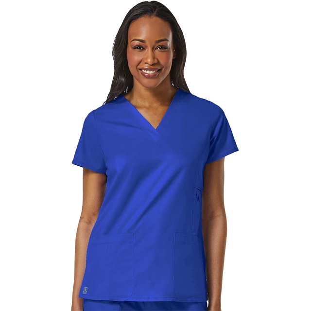 Maevn 1708 Haut à Poche Col en V pour Femmes Bleu Royal TTP