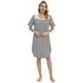 thumbnail image 6 of Women Nightgowns Sexy Sleep Shirts Lace Trim Nightdress V Neck Short Sleeve Pajama Night Sleepwear Soft Nightshirt Homewear,Gray S-XXL, 6 of 6