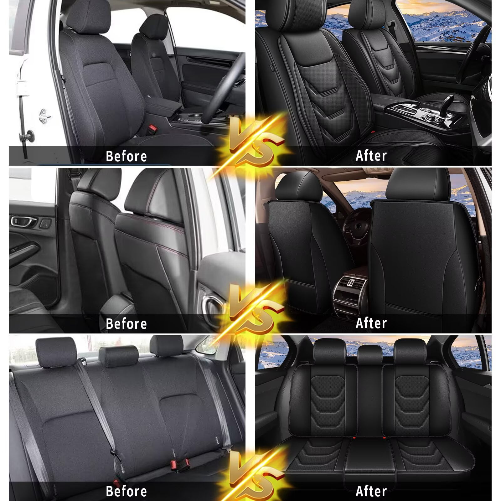 DIKSOAKR Car Seat Covers Full Set Fit for Honda CR-V 2015-2025: 5 Seat Auto Interior Accessories, Faux Leather Waterproof Car Seat Cushions Vehical Cover (Black)