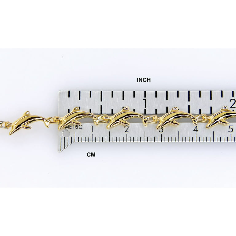 14k Yellow Gold Dolphin Bracelet 7 inch