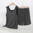 thumbnail image 2 of DDAPJ pyju Womens Striped Pajama Sets Sleeveless Tank Top and Shorts Sleepwear Soft Modal Nightwear Summer Pajamas Dark Gray M, 2 of 6