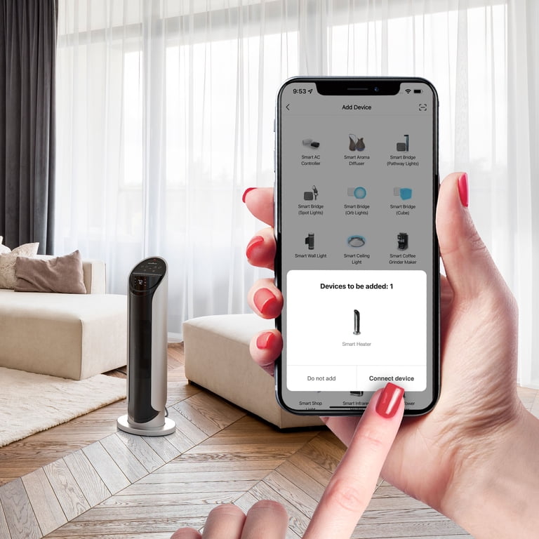 Atomi Smart Wifi 1500W Oscillating Ceramic Portable Tower Heater - Silver -  Walmart.com