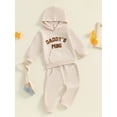 thumbnail image 5 of Baby Toddler Boy Fall Hooded Clothing Set 0 6 12 18 24 Months 2T 3T Letter Embroidery Long Sleeve Hoodie and Elastic Sweatpants 2 Piece Outfits, 5 of 9