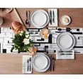 thumbnail image 3 of Table Runner Dresser Scarves 72 Inch Long, Modern Abstract Geometric Art Linen Dining Table Runners Black Gray White Patchwork Tabletop Scarf for Wedding Holiday Party Kitchen, 3 of 7