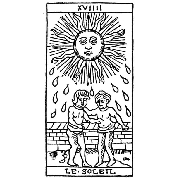 Tarot Card The Sun Nthe Sun Happiness Woodcut French 16th Century Rolled Canvas Art 24 X 36 Walmart Com Walmart Com