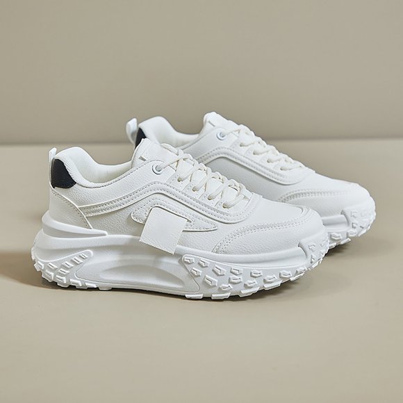 XIMIN Chaussures à Lacets pour Femmes Jogging Marche Chaussures Épaisses Esthétique Mignonnes Espadrilles à Plateforme Plus Hautes Mode Respirantes Élégantes Espadrilles Décontractées