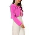 thumbnail image 4 of INSPIRE CHIC Women's Faux Fur Bolero Shrug Crop Jacket Evening Bow Tie Front Fluffy Coat M Hot Pink, 4 of 6