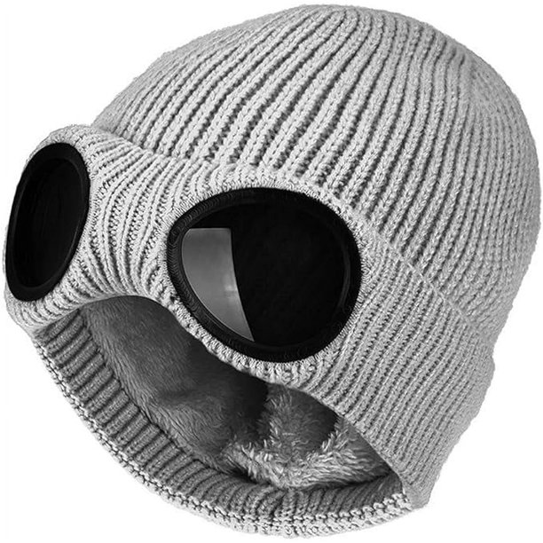 Gorro de punto unisex para gafas – Gorro cálido con diseño de calavera para invierno, gorro elástico con forro polar para deportes al aire libre