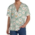 thumbnail image 1 of Balery Daisies Flowers Camisa Casual de Manga Corta con Botones para Hombre, Texturizada, Estilo Cubano, para Playa, Verano-X-Large, 1 of 5