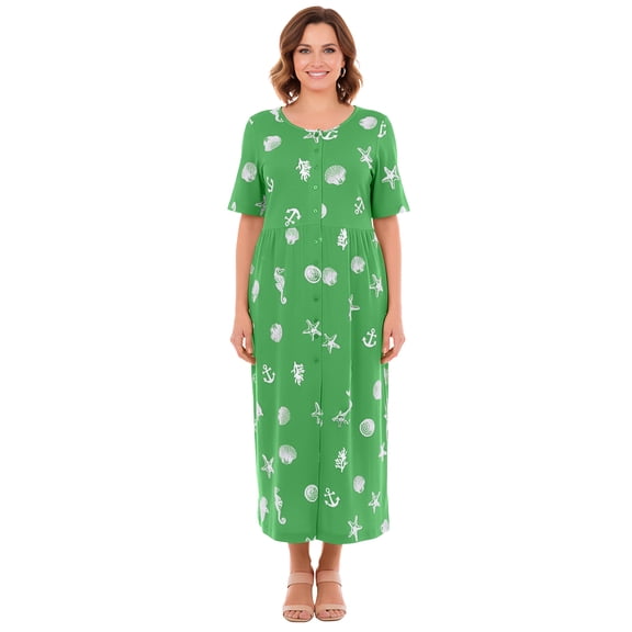 Woman Within Plus Size Stamped Empire Waist Dress