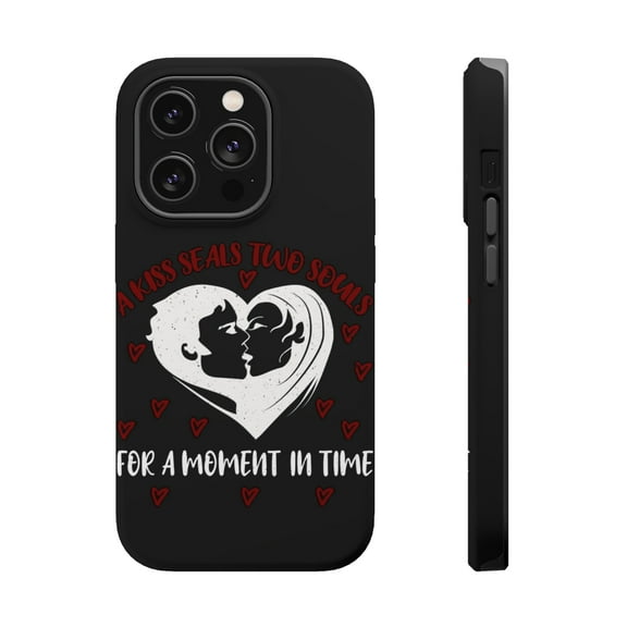 DistinctInk Tough Case for Apple iPhone 15 PRO (6.1" Screen), Compatible with MagSafe Charging - Kiss Seals Two Souls Moment In Time