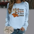 thumbnail image 2 of Arlun Womens Sweatshirts Jesus Faith Bible Verse Cute Cross Pumpkin Graphic Printed Sweatshirt Christian Long Sleeve Crewneck Trendy Religious Pullovers Tops Blue S, 2 of 4