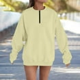 thumbnail image 2 of Htigea Womens 1/4 Zip Up Sweatshirts Oversized Crewneck Pullover Fleece Tops Soft Cozy Everyday Sweatshirt Beige M, 2 of 4