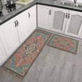 thumbnail image 3 of Kitchen Rugs and Mats Non Skid Washable Boho Brown Vintage Carpet Kitchen Mat and Rug Set,Floor Cushion Waterproof Rug,Rubber Backed Area Rugs for Kitchen Laundry, 3 of 7