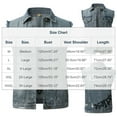 thumbnail image 3 of Handshe Men's Denim Vest, Solid Color with Notch Lapel Collar Sleeveless Button Front and Distressed Details, Casual Fashion for Daily Wear and Outdoor Activities, 3 of 8
