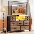thumbnail image 2 of GIKPAL 9 Drawer Dresser, Dressers for Bedroom TV Stand with Power Outlets LED Lights, Fabric Dresser Chest of Drawers for up to 50" TV, Brown, 2 of 7