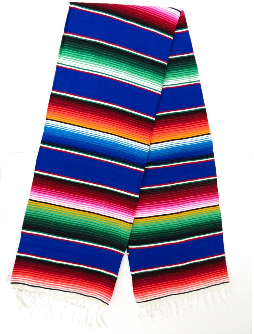 Mexican Serape Sarape Blanket XL 84" x 55" Royal Blue