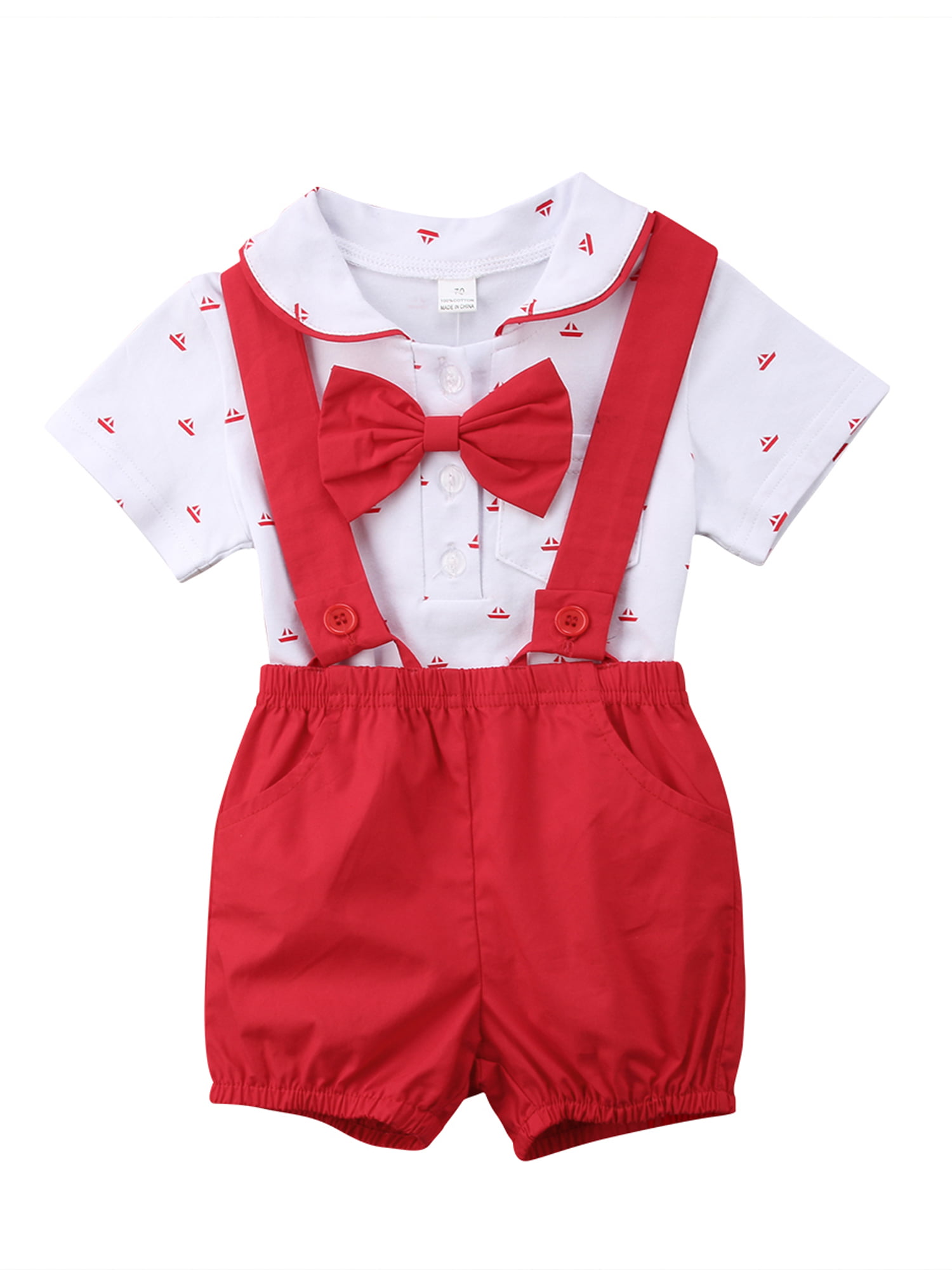 Baby Boy Girl Summer Clothes Overalls Outfits T-shirt+Bib Pants 2pcs Set 0-24M 