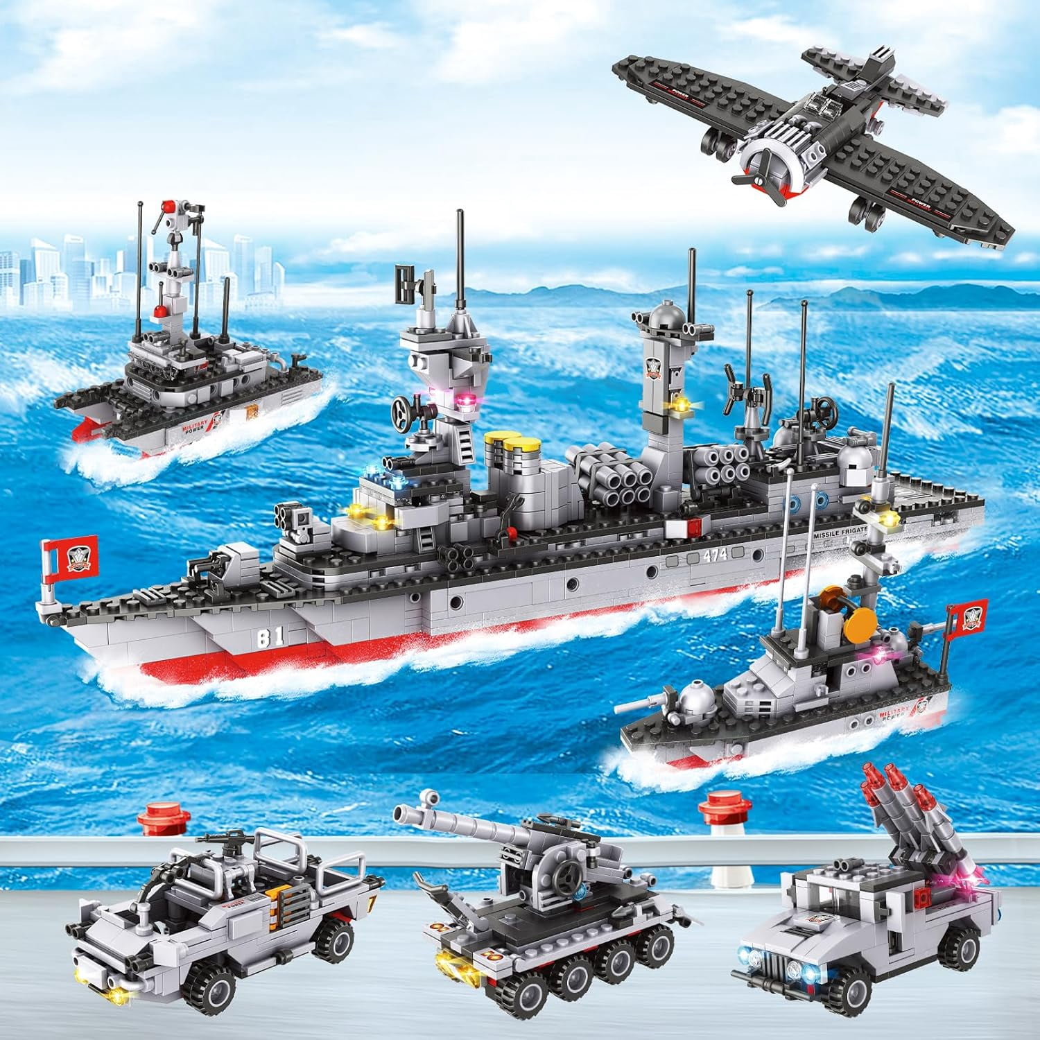 EP EXERCISE N PLAY Aircraft Carrier Building Toys Set Military 1296-Piece STEM Toy