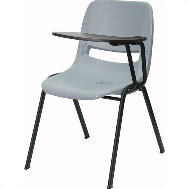 Flash Furniture Plastic Classroom Chair in Gray with Left Arm Tablet