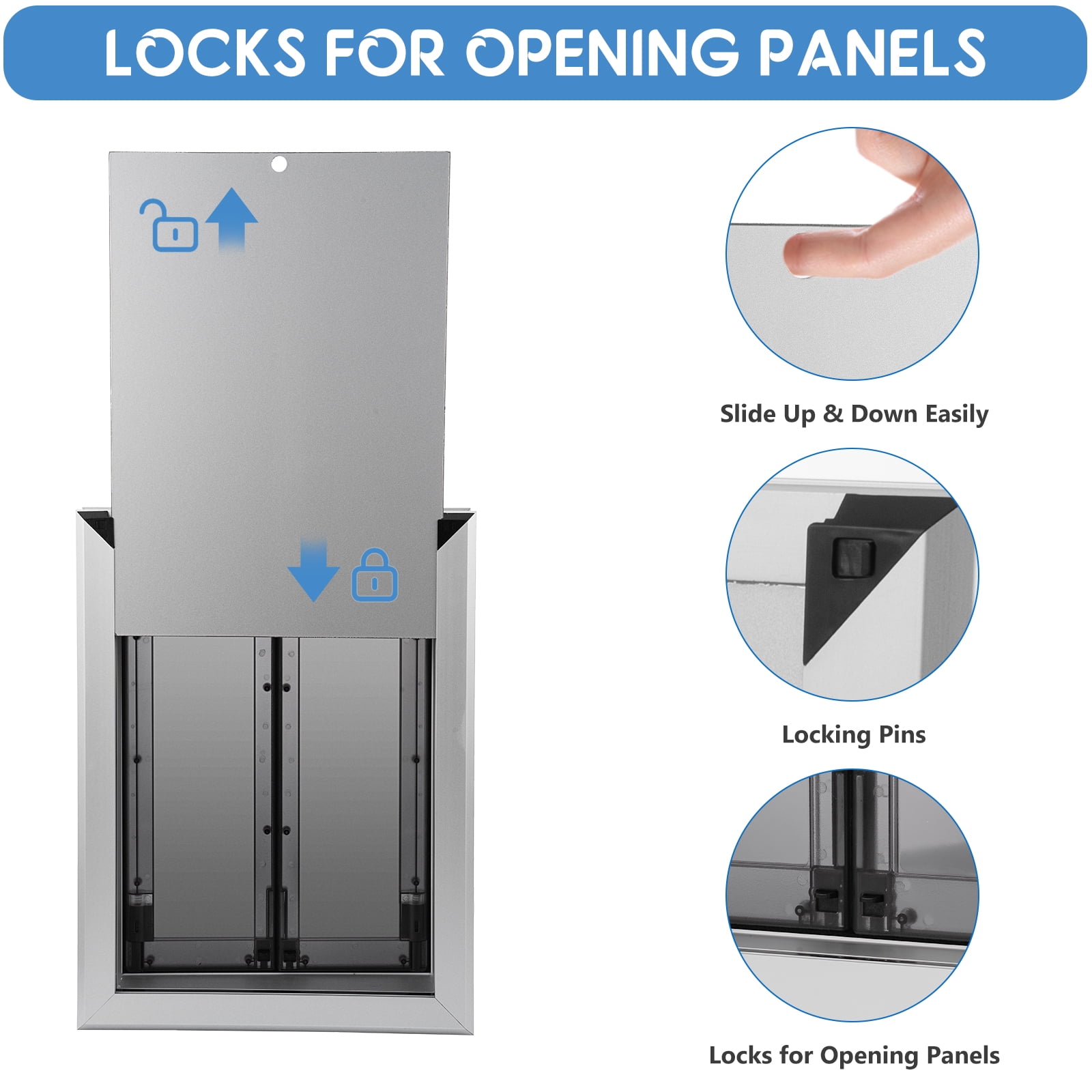 SHZOND Large Dog Door,Weatherproof Aluminum Dog Door with Automatic Closing Double Panels Easy to Install Pet Door for Large Dogs and Cats